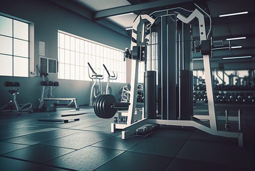 Treadmill in modern gym. Toned image. 3D Rendering generative ai Treadmill in modern gym. Toned image. 3D Rendering generative ai